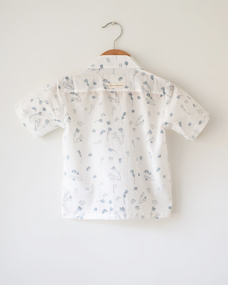 Boogie Half Sleeve Shirt In Floral Handblock Print Cotton