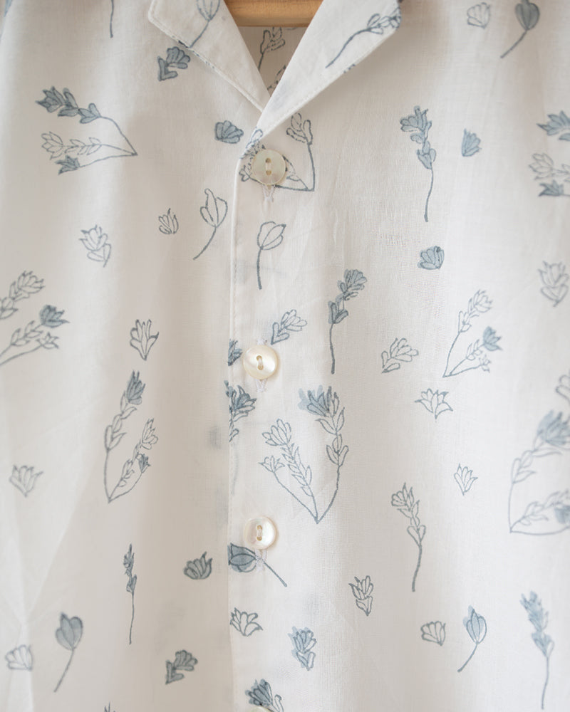 Boogie Half Sleeve Shirt In Floral Handblock Print Cotton