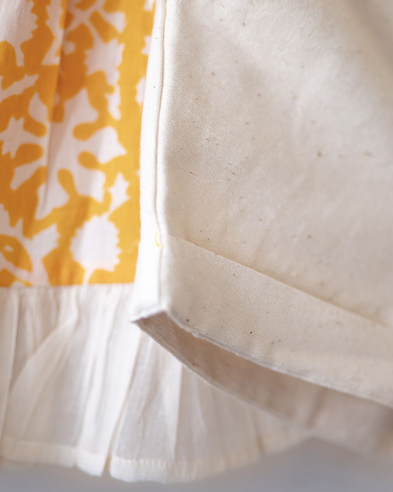 Scent of flowers - yellow floral hand block cotton girls coord set