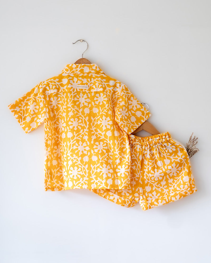 Boogie - yellow floral hand block print mal mal coord set