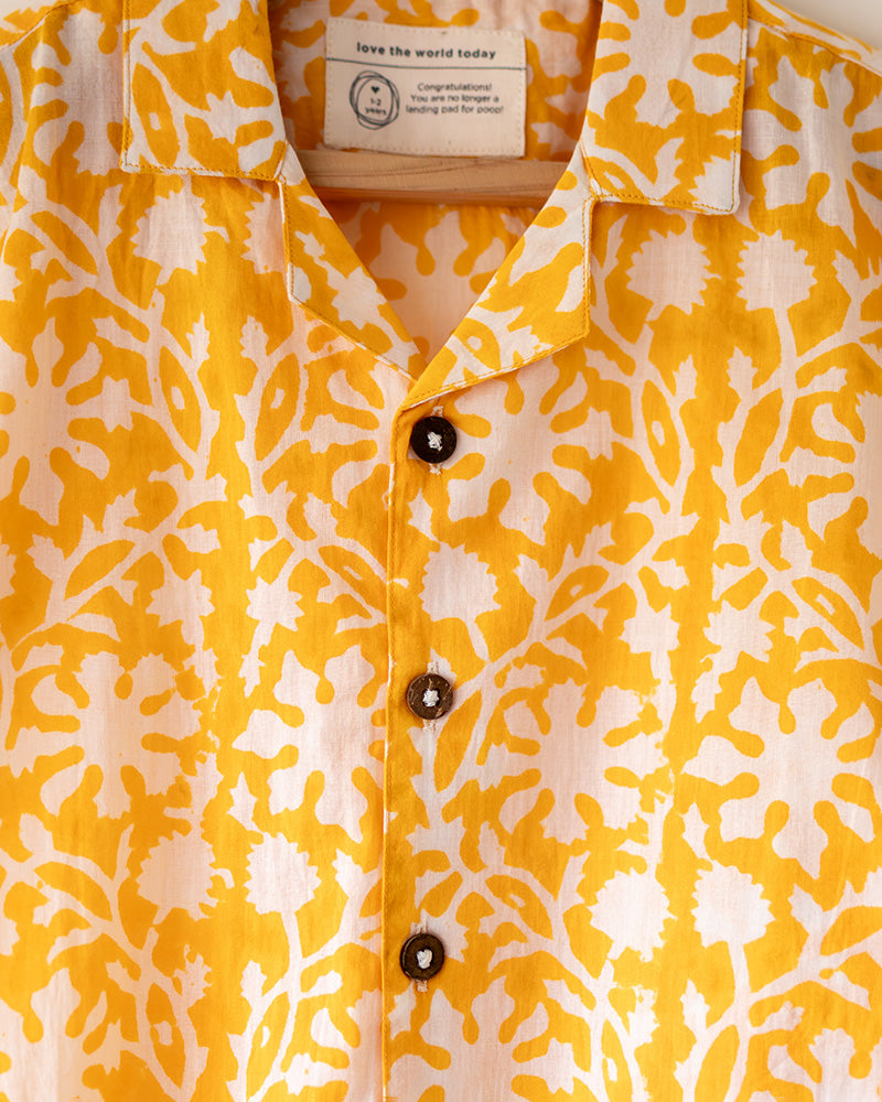 Boogie - yellow floral hand block print mal mal coord set