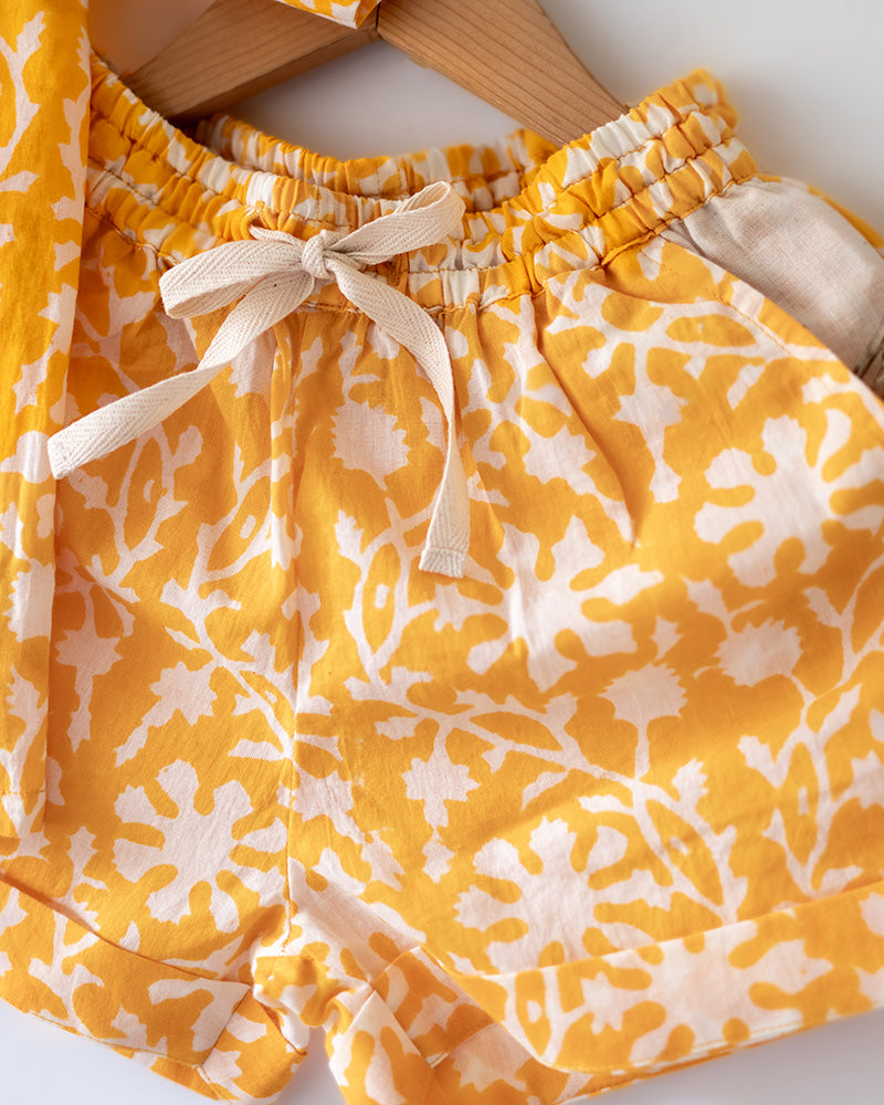 Boogie - yellow floral hand block print mal mal coord set