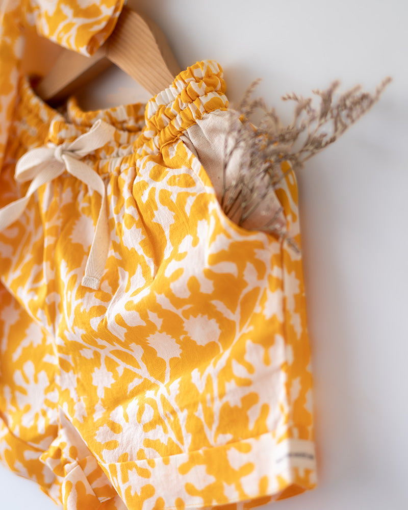 Boogie - yellow floral hand block print mal mal coord set