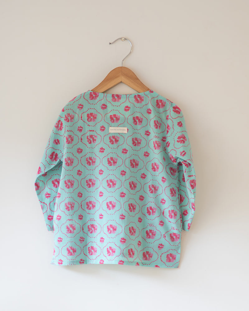 Gul Cotton Blue Floral Kurta