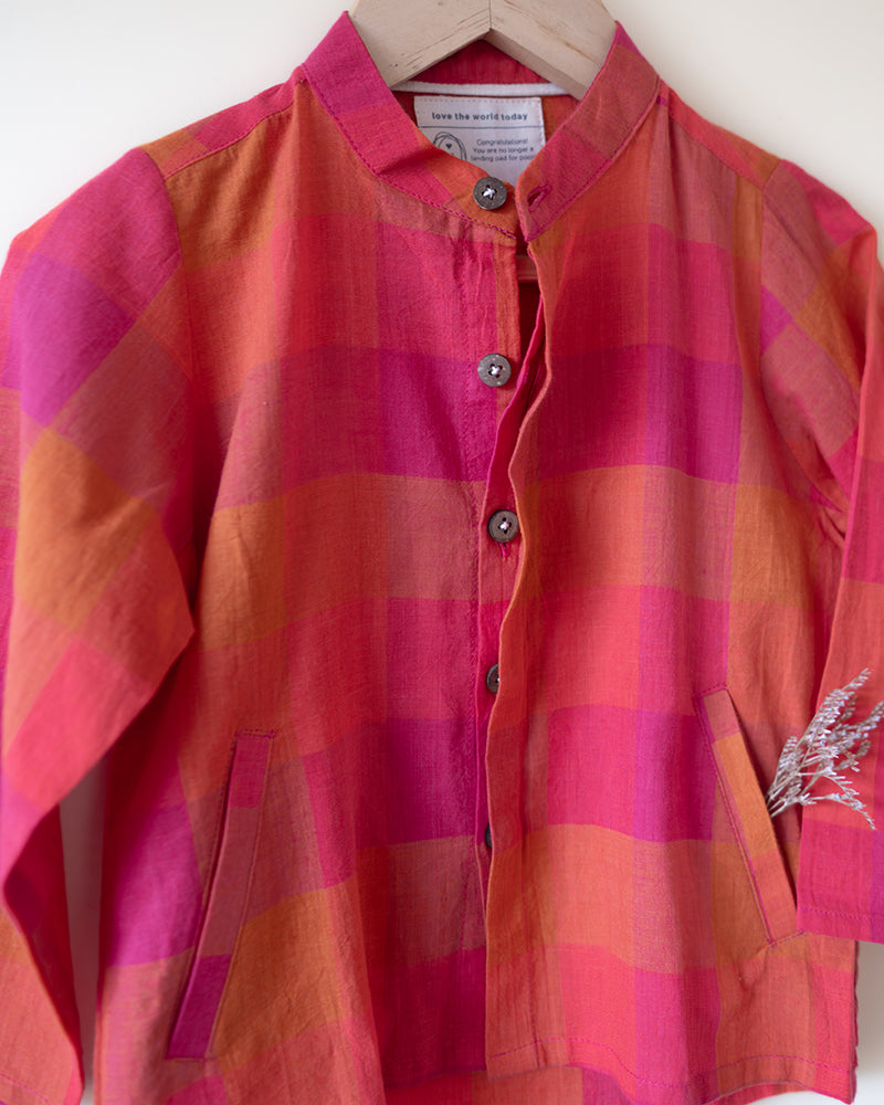 Gulmohar Cotton Checkered Full Sleeve Jacket Shirt