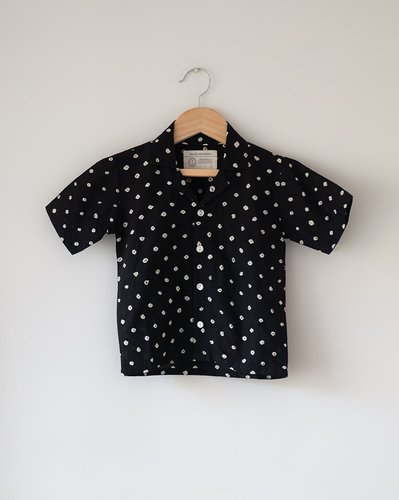 Tara Cotton Black Bandhani Half Sleeve Shirt