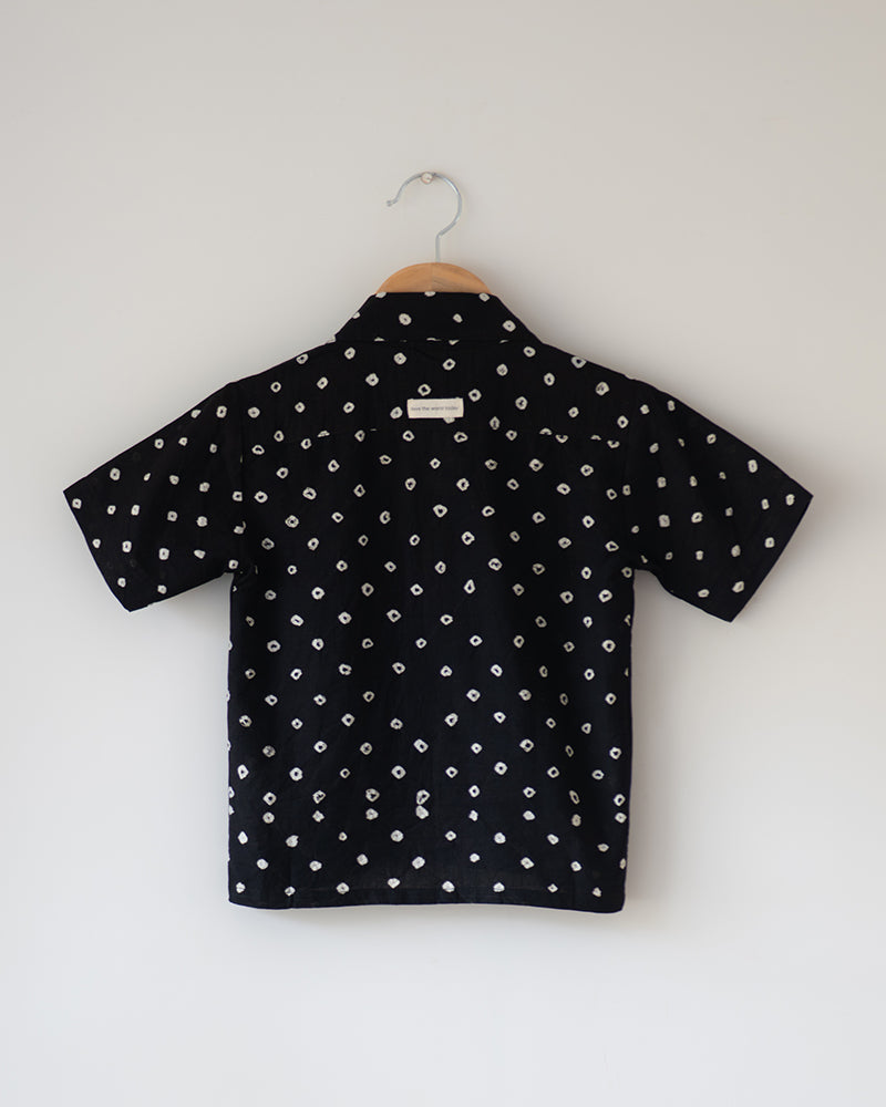 Tara Cotton Black Bandhani Half Sleeve Shirt