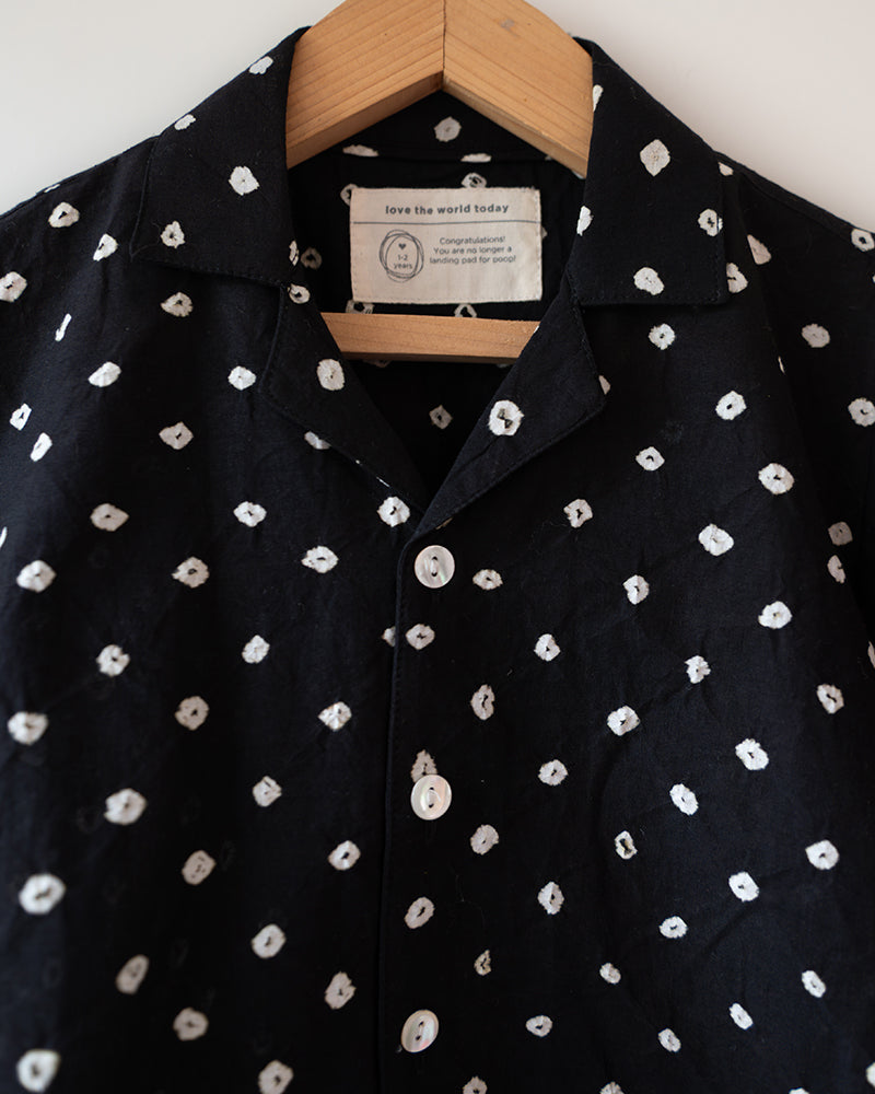 Tara Cotton Black Bandhani Half Sleeve Shirt