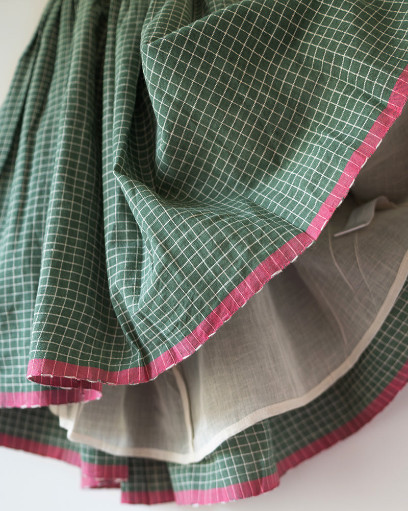 Bloom Handmade Green Checkered Halter Neck Girls Dress