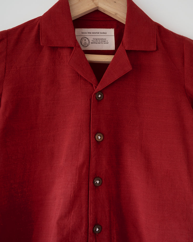 Boogie Red Boys Handwoven Cotton Shirt
