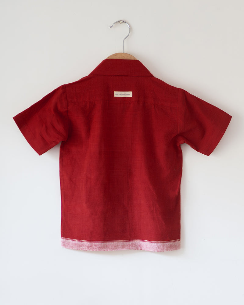 Boogie Red Boys Handwoven Cotton Shirt