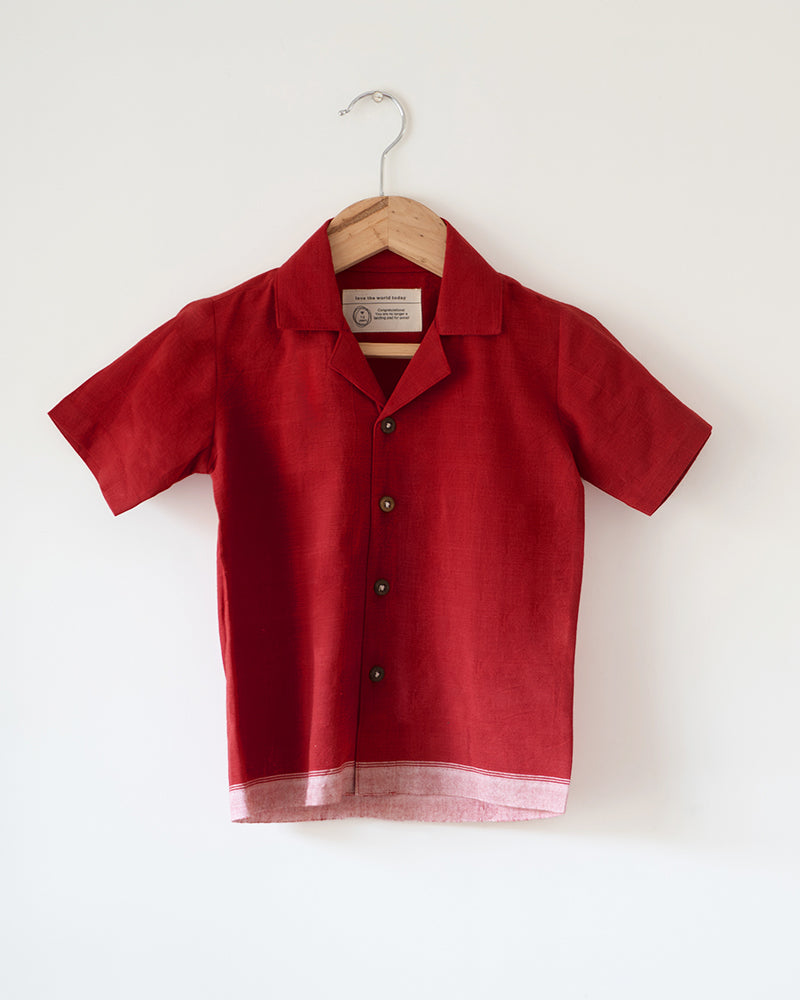 Boogie Red Boys Handwoven Cotton Shirt