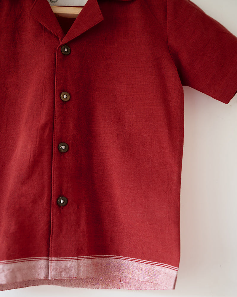 Boogie Red Boys Handwoven Cotton Shirt