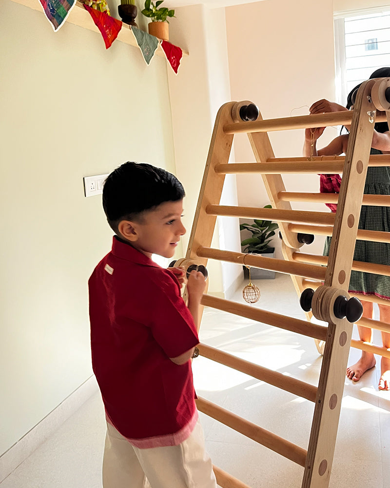 Boogie Red Boys Handwoven Cotton Shirt