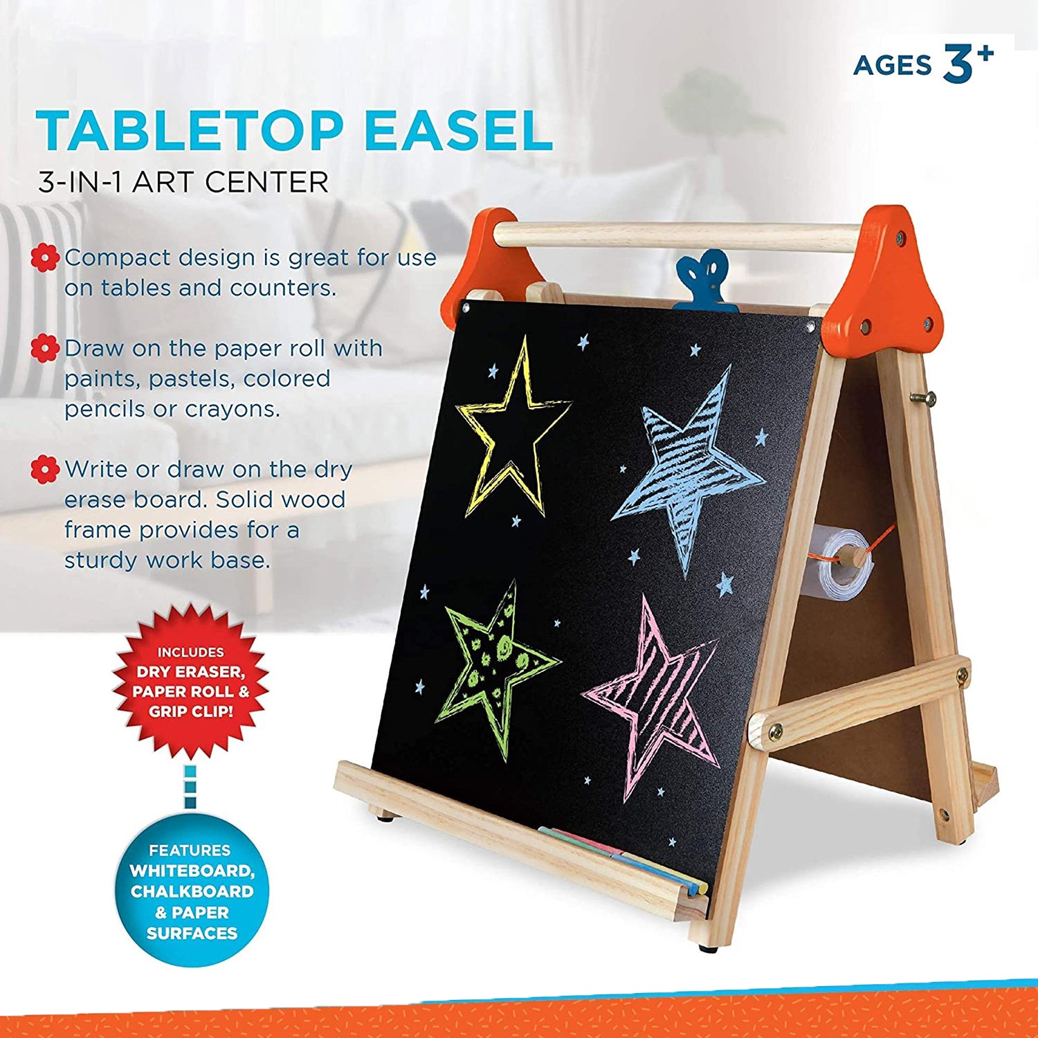 Wooden 3 in 1 Table Top Easel