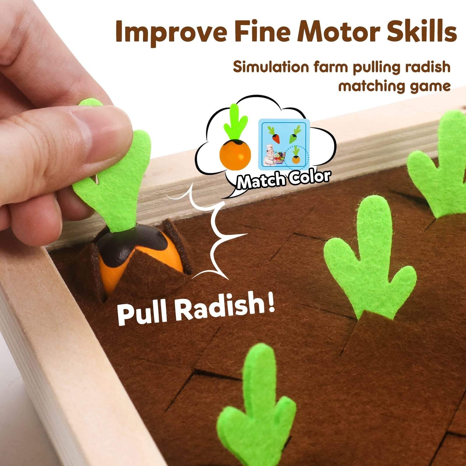 Wooden Vegetable Garden Memory Game - Educational Board Game with Farmer Figure