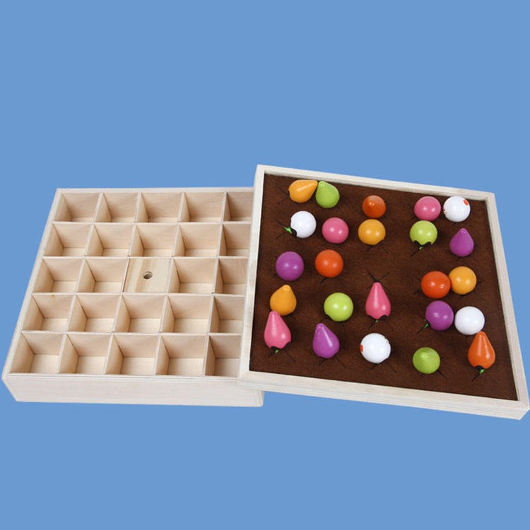 Wooden Vegetable Garden Memory Game - Educational Board Game with Farmer Figure