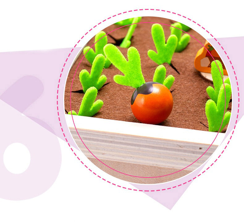 Wooden Vegetable Garden Memory Game - Educational Board Game with Farmer Figure