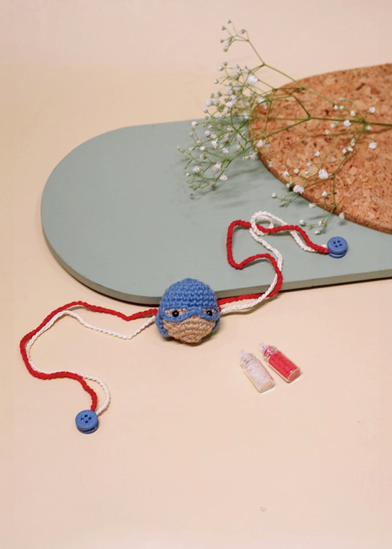 Captain America handmade crochet rakhi by Haute By Hand – superhero Raksha Bandhan gift