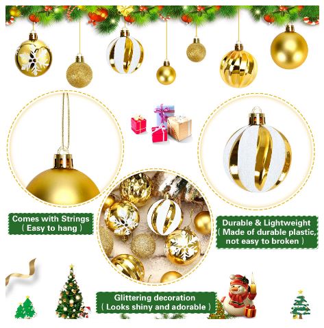 Golden Glam Baubles Set (100 Pcs + Topper)