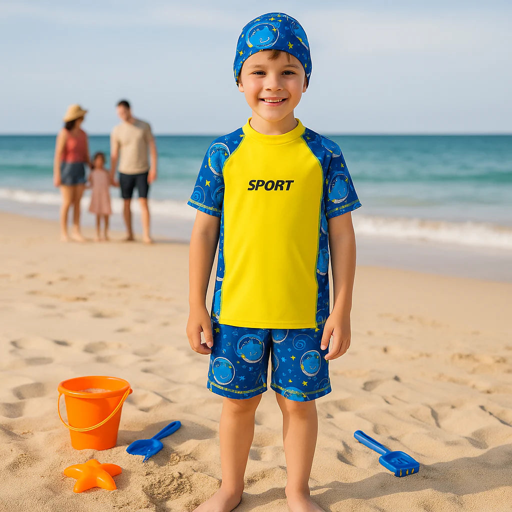2pcs Space Dino Splash Swim Set with Cap