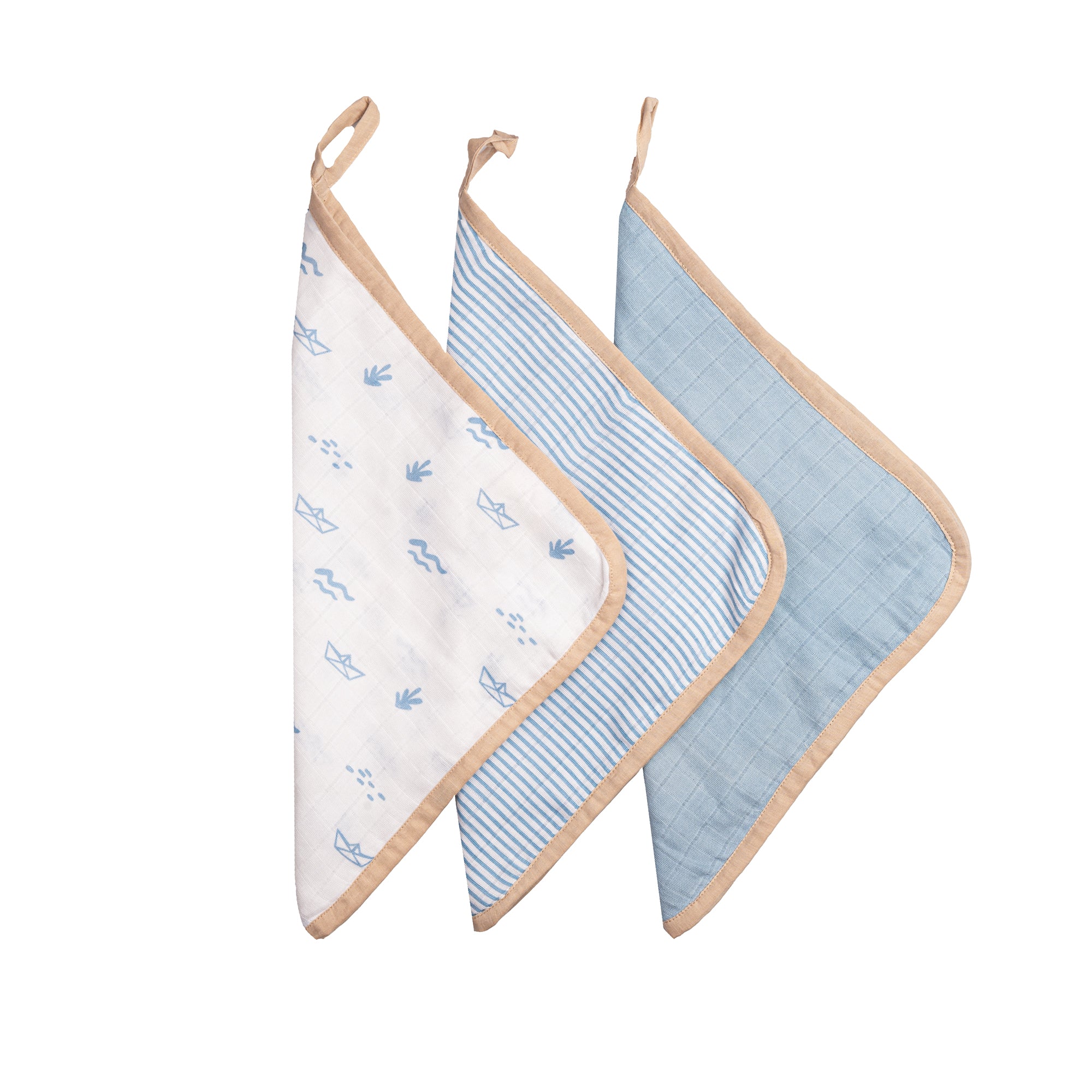 Organic Muslin Washcloths - Set of 3 – Boat