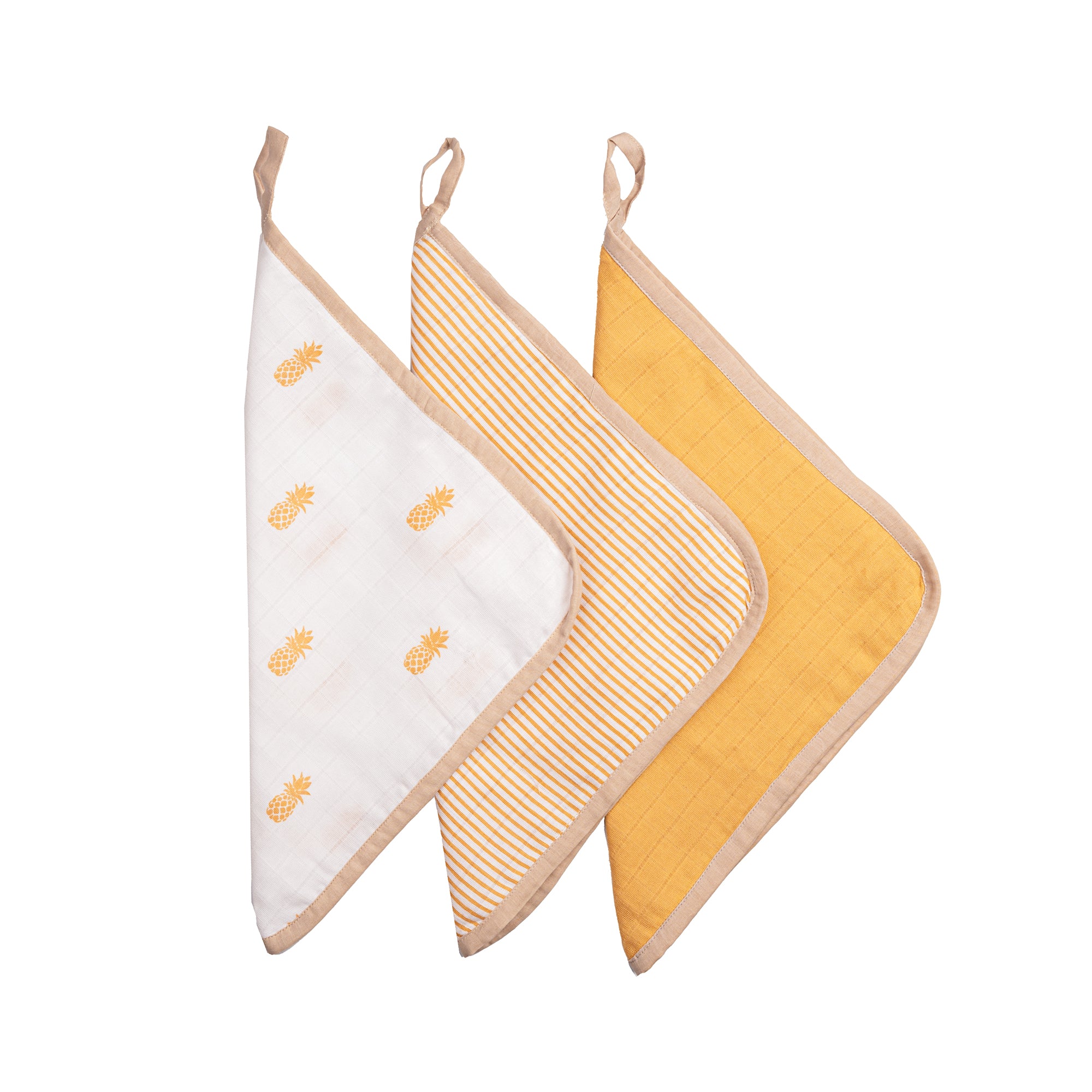 Organic Muslin Washcloths - Set of 3 – Pineapple