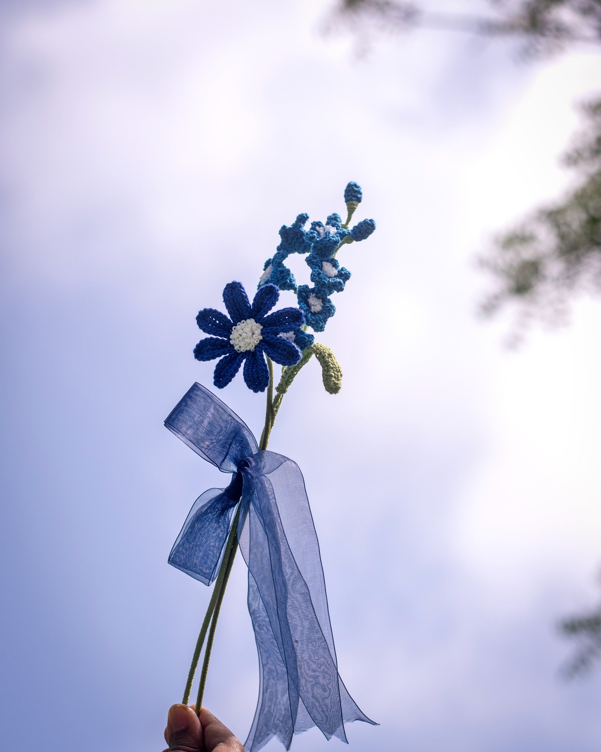 Handmade Blue Daisy Crochet Bouquet - Mother’s Day Gift Idea