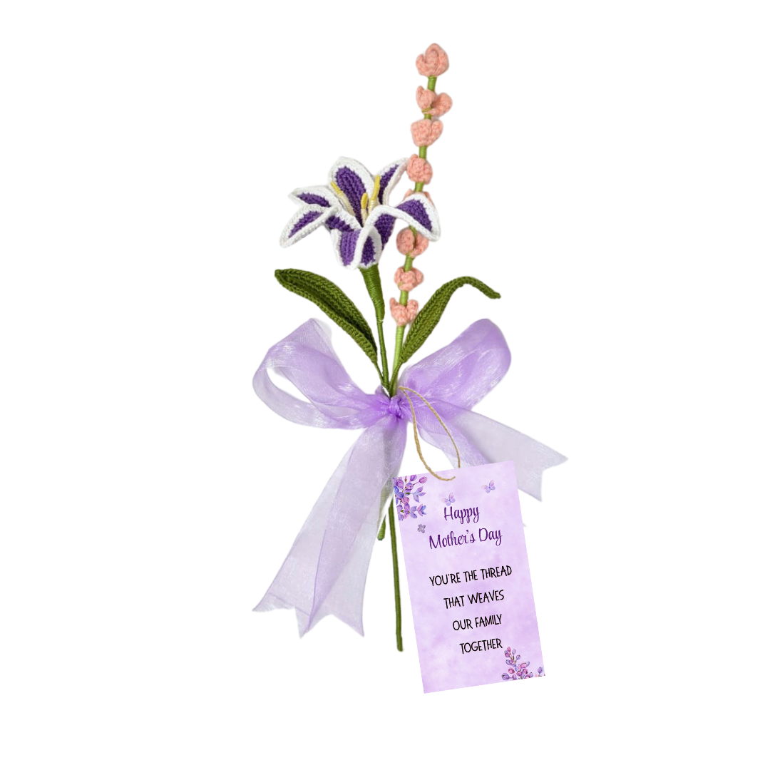 Crochet Purple Lily Bouquet - Handmade Mother’s Day Floral Gift