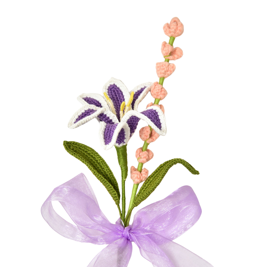 Crochet Purple Lily Bouquet - Handmade Mother’s Day Floral Gift