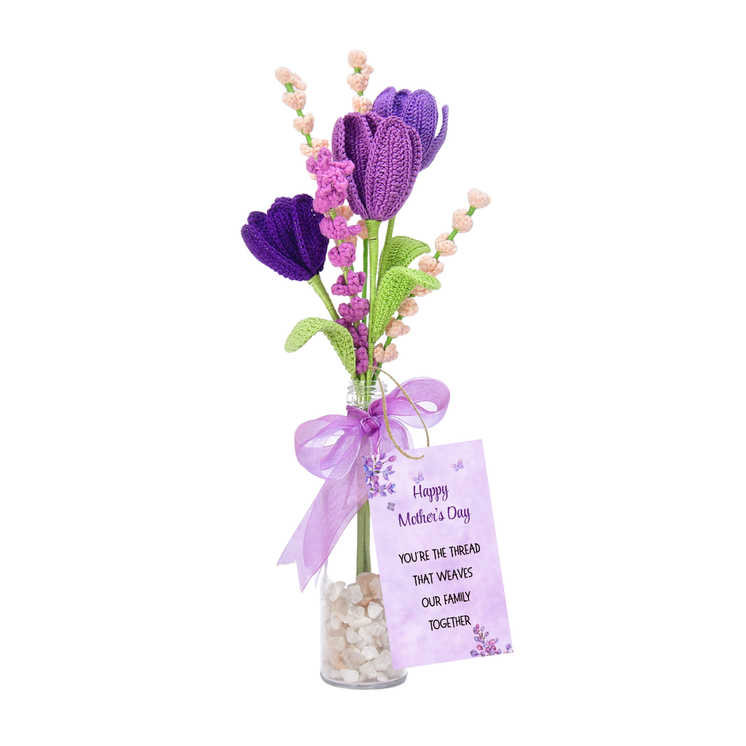Crochet Tulip Vase Bouquet - Handmade Mother’s Day Flowers