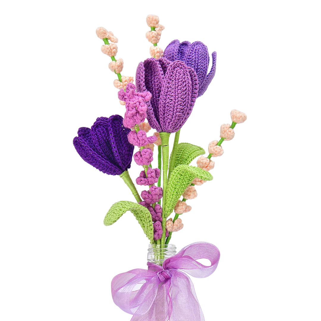 Crochet Tulip Vase Bouquet - Handmade Mother’s Day Flowers