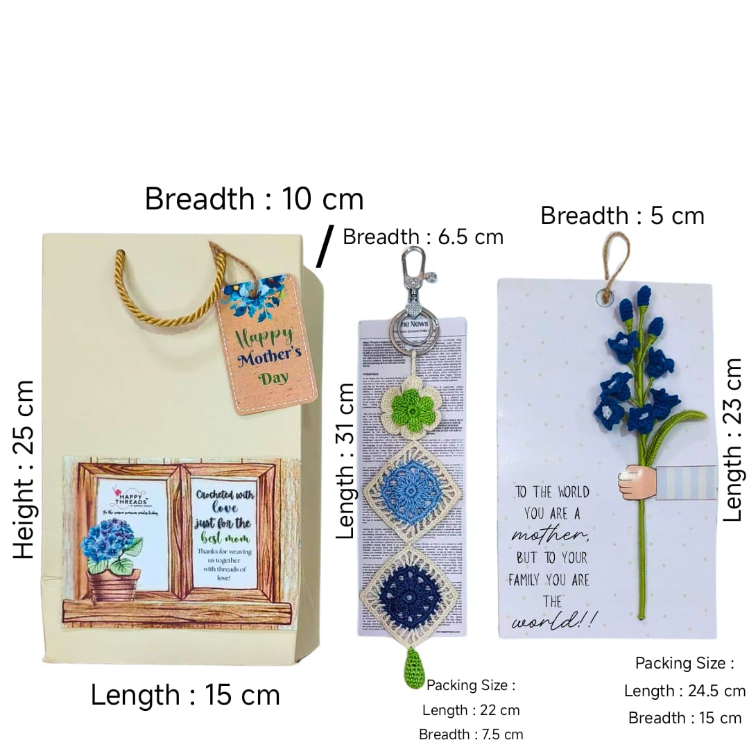 Indigo Bloom – Elegant Blue Crochet Hamper for Mother's Day