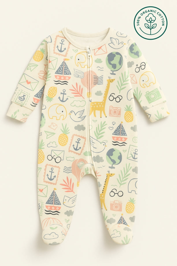 Little Globe Trotter Full Sleeves Bodysuit