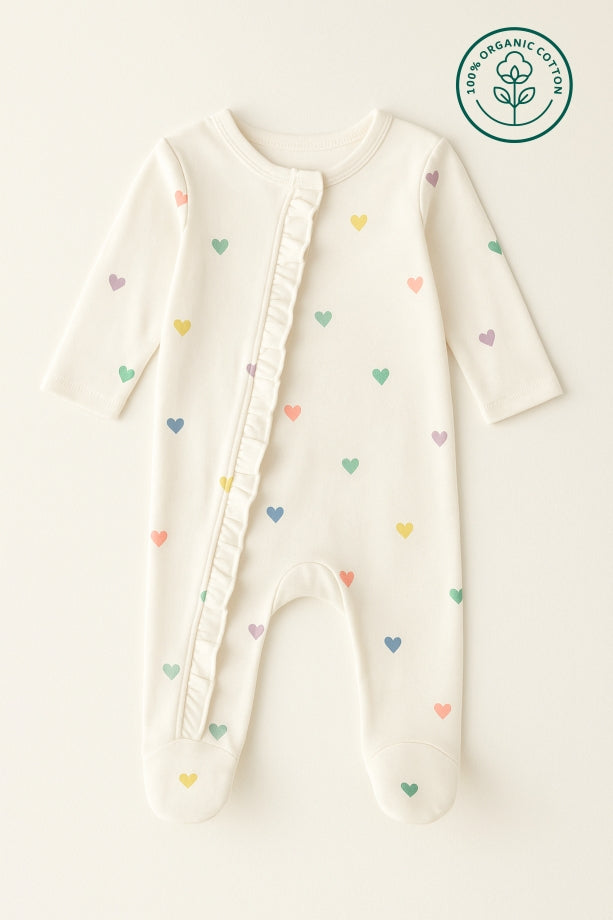 Colourful Hreat Print Full Sleeves Bodysuit