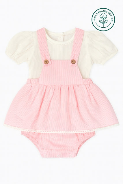 Stripe skirt dungaree set