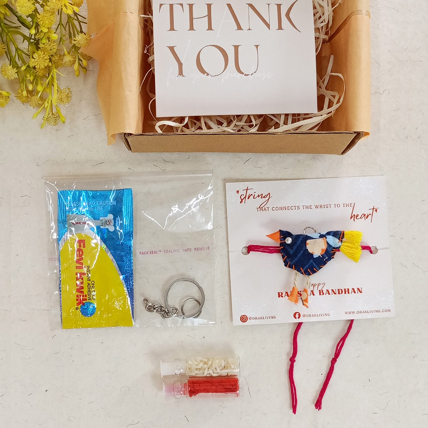Bird Fabric Rakhi - Converts To A Key Charm