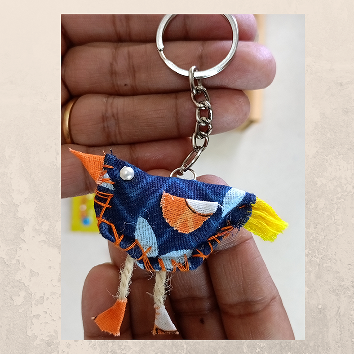 Bird Fabric Rakhi - Converts To A Key Charm