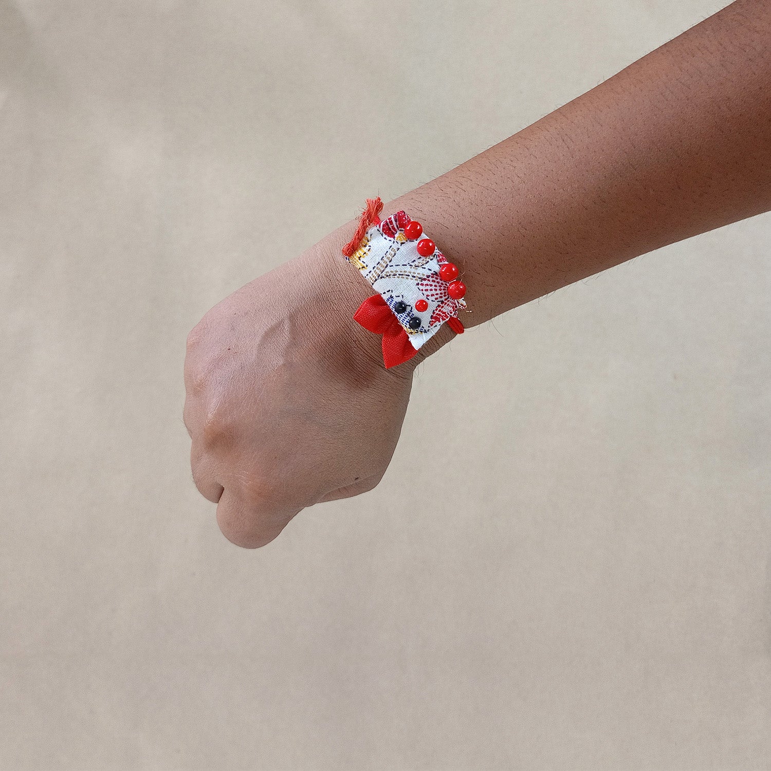 Cat Fabric Rakhi - Converts To a Key Charm