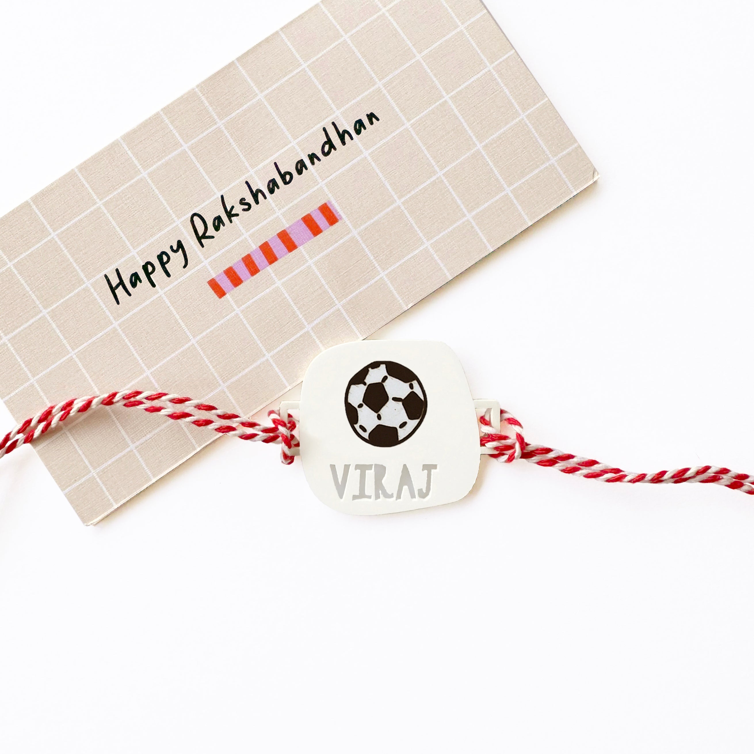 Personalised printed football rakhi on a gift card – Totdot