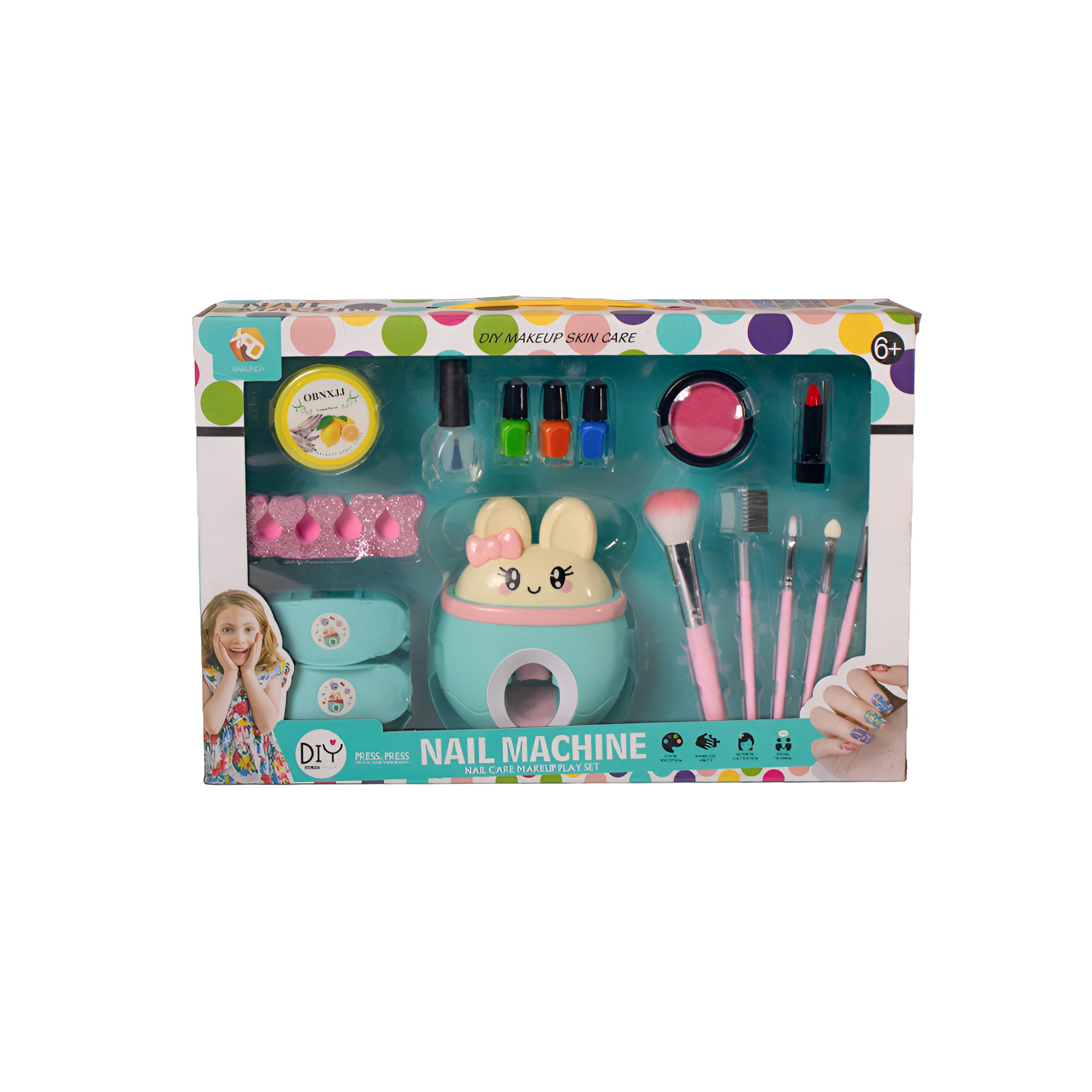 Premium Kids Makeup Kit with Nail Machine - Includes Nail Paints, Blushes, Lipsticks.