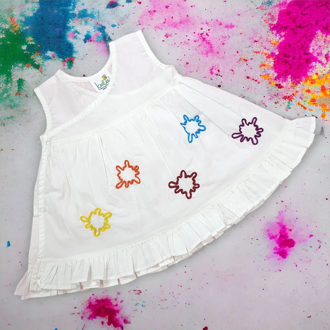 White Embroidered Dress - Color Splash