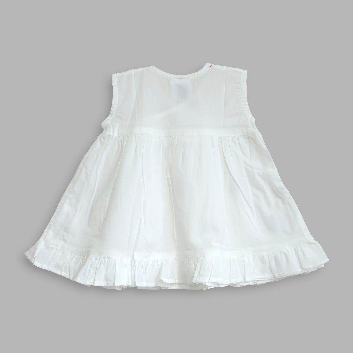 Hand-Embroidered White Dress - Tulips