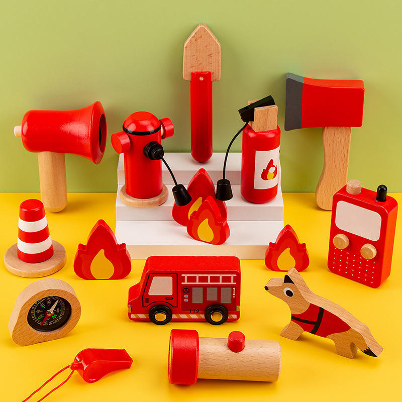 Wooden Fire Fighter Set For Kids