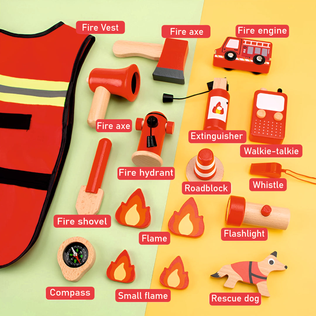 Wooden Fire Fighter Set For Kids