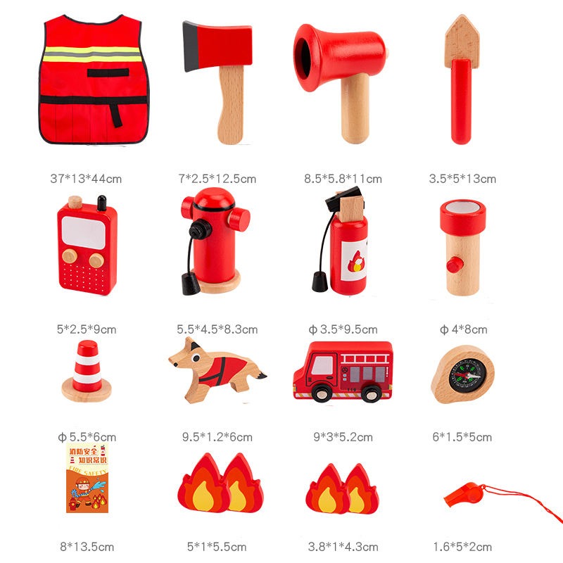 Wooden Fire Fighter Set For Kids
