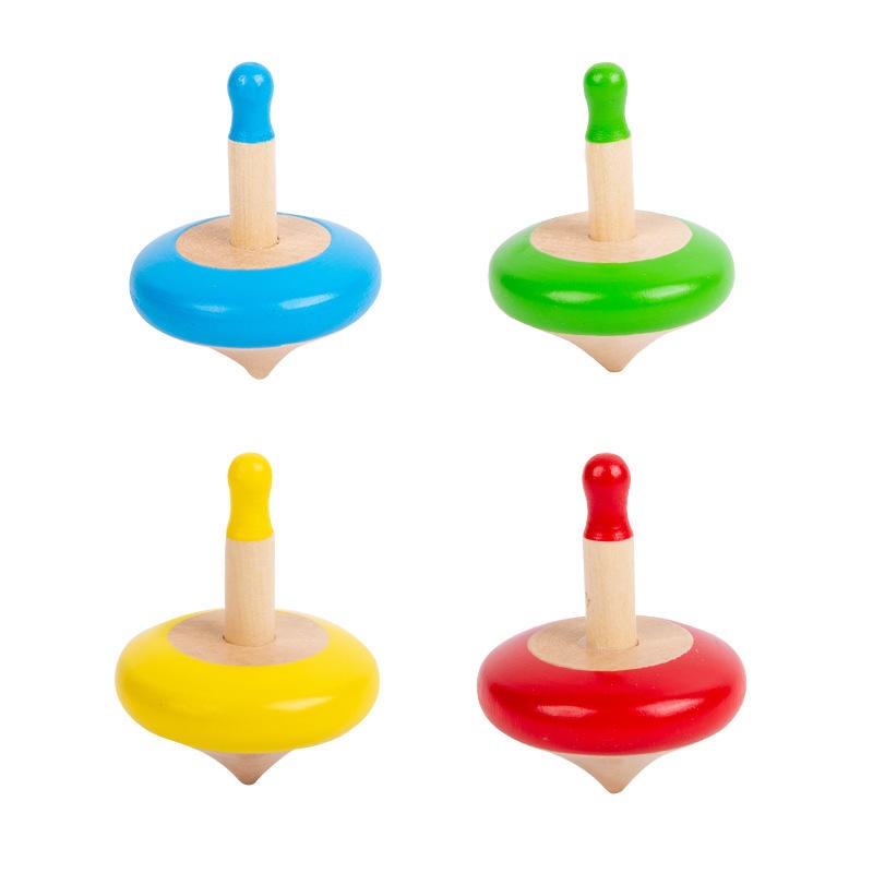 Colorful Wooden Spinning Tops Set (Set of 4 colors) (3 Years+)