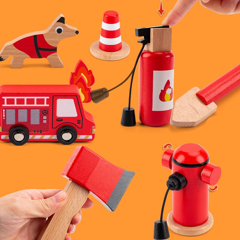 Wooden Fire Fighter Set For Kids