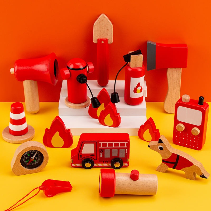 Wooden Fire Fighter Set For Kids