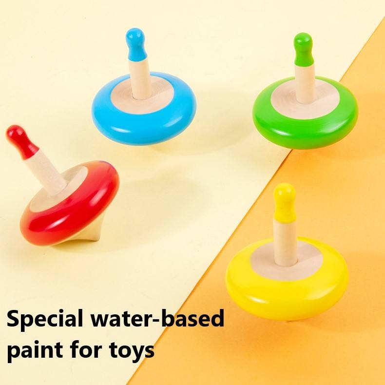 Colorful Wooden Spinning Tops Set (Set of 4 colors) (3 Years+)